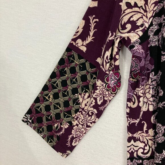 Chico's Travelers Purple Floral Abstract Slinky Knit Zip Back Dress size 12/14 - Picture 8 of 11